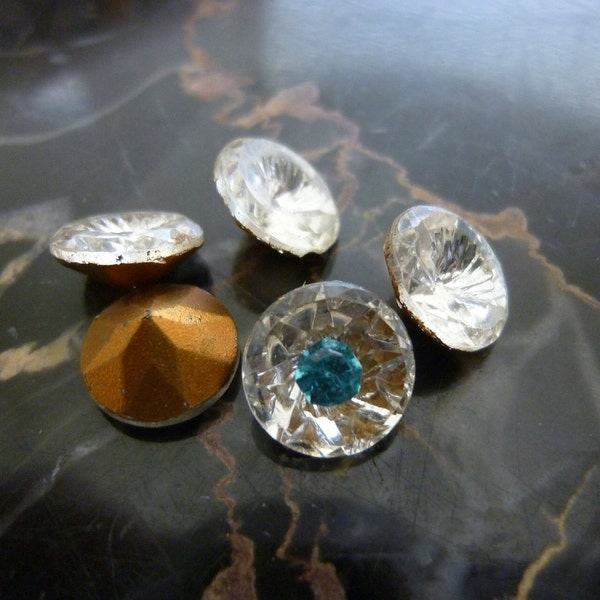 6 DECO Crystal Center Inset Setting Faceted Jewels, 8mm, C18b