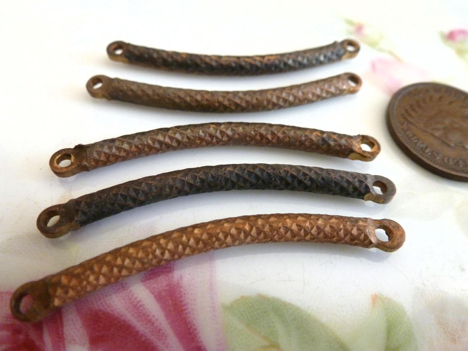 Vintage Brass Findings Raw Brass Solid Sturdy Cross Hatched Etsy