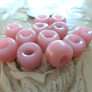 30 Vintage Rose Pinkish Colored Glass 9x6mm Pony Beads, C14