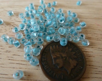 150 Vintage Aqua Blue 3mm Glass Beads C35