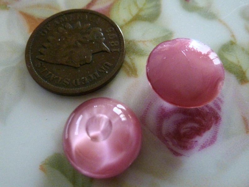3 DECO Pink Glass Stones W/center Inset Setting Jewels Cabs Etsy