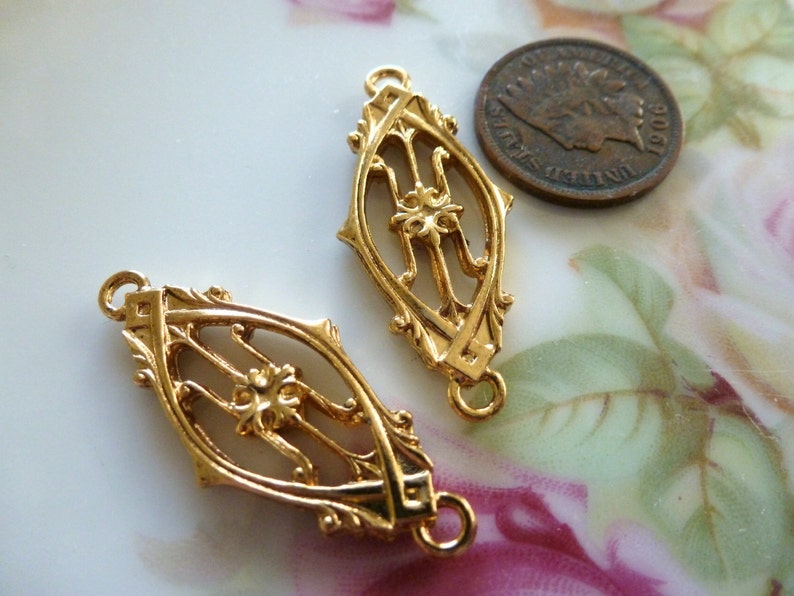 Vintage Brass Findings Plated Secessionist Style Sturdy Etsy