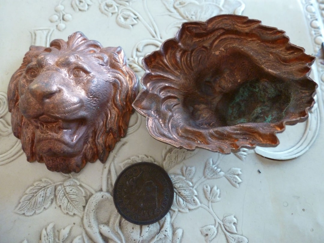 Vintage Brass LION, 1950s Dapped Copper Tone Stamping, Unused Miriam ...