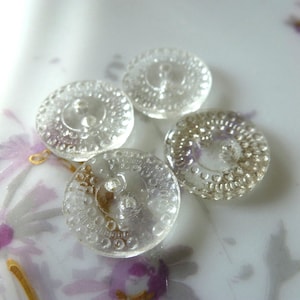 4 Vintage Clear German Bumpy Glass Buttons C38