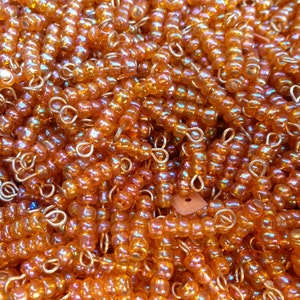 100 Vintage AB Orange Glass Bead Section Connectors Drops C33