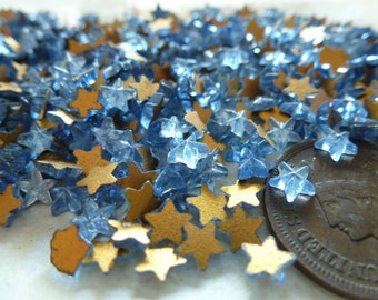 25 ~ Vintage Foiled Itty Bitty Sapphire Blue Glass W. German STAR Cab Cabochon, 4.5mm or 20SS, G4