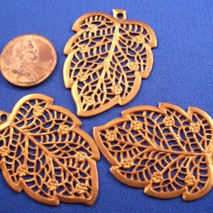 2 Copper Tone Filigree Leaf Haskell Leafbin