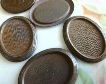 3 Vintage Dark Tone Settings, Small Oval Brass Jewelry Findings, 17.5x23mm wide w/11x16mm setting (C23)