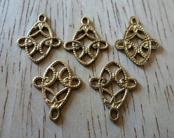 10 Delicate 3 loop Brass Filigree Connector Drops Ccart