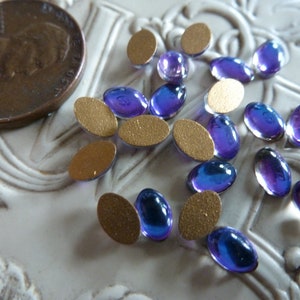 10 Gorgeous Vintage Austrian 6 x 4mm Heliotrope Stone Flat Back Foiled Cabs, 1940s~1950s C12