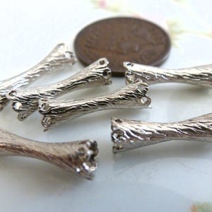 12 Vintage SILVER Tone Metal Hour Glass Fluted Beads, Connectors, 15 x 4mm C18b