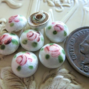 4 Enameled Rose on White Fully Domed Dapped 8.5 x 4mm Findings C43