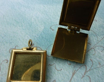 2 Vintage Japan Square Brass Lockets C17