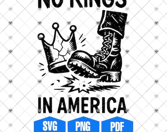 Nessun re in America Illustrazione: SVG patriottico, PNG, PDF (download digitale)