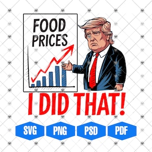 TRUMP - Eu fiz isso - Ilustração de inflação de preços de alimentos SVG png psd pdf Arte vetorial Clip Art para impressão Uso pessoal e comercial OK