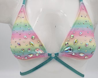 Pastel festival bling bikini top