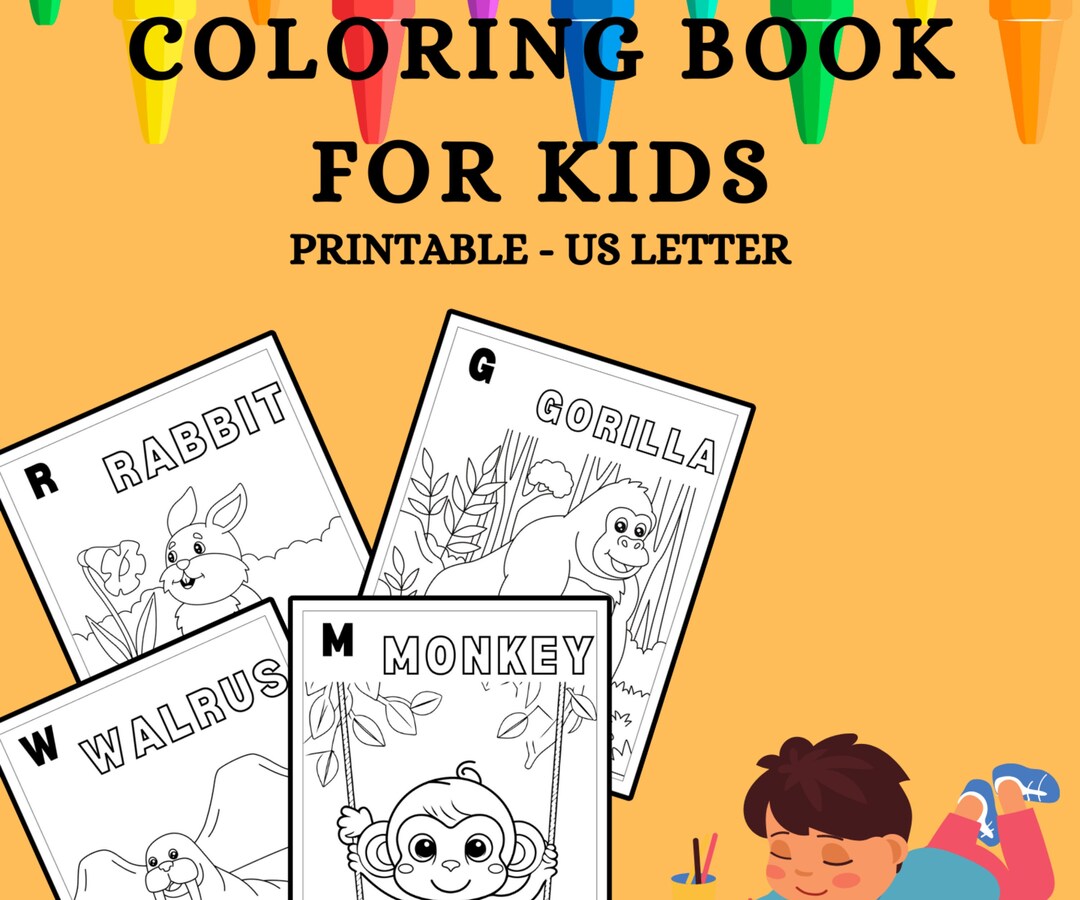 Animal Alphabet Coloring Book for Toddlers (PDF Download) - Etsy