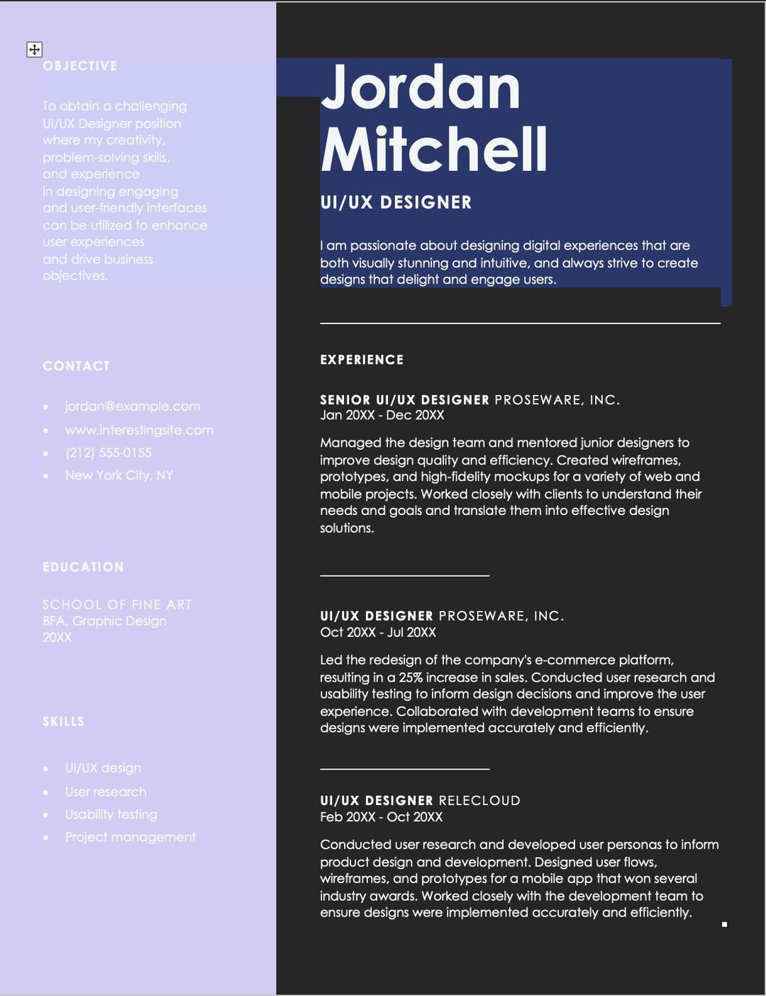 UI/UX Designer Resume - Etsy