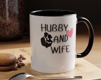 夫と妻のマグカップ - カップルの愛を象徴するアクセント付きコーヒーマグ、彼または彼女へのロマンチックな贈り物、記念日のプレゼント、心温まる関係のマグカップ