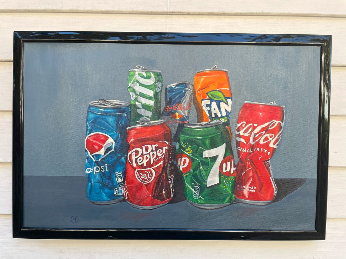Handmade Original Oil Painting: "seven Guys" Crushed Soda Cans, 14 by ...