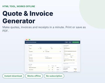Générateur de devis et de factures pour les petites entreprises de services, outil HTML hors ligne, création de devis et de reçus, impression au format PDF, sans abonnement