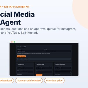Social Media Content Planner with AI Ideas & Captions, Approval Workflow, Instagram TikTok YouTube Shorts, Python Source Code