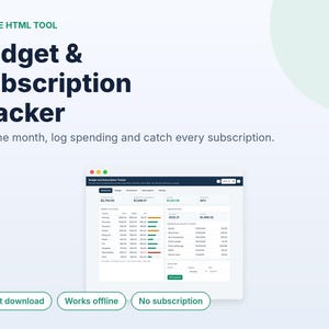 Strumento per il monitoraggio di budget e abbonamenti, pianificatore di budget mensile e strumento di monitoraggio delle spese, strumento HTML offline, senza abbonamento, funziona nel browser.