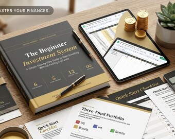 Beginner Investing Bundle, Budget Planner, Savings Tracker and Wealth Building Guide, Digital Download