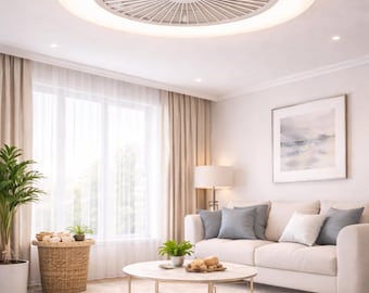 Modern White Ceiling Fan with Remote Control and Adjustable Speeds for Living Room