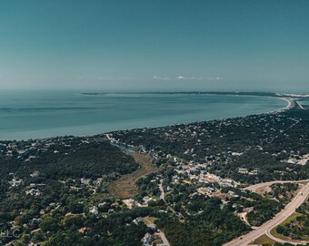 Aerial View of Truro, Cape Cod – Scenic Coastal Landscape with Ocean & Roads