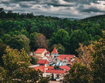 Aerial View of Helen, Georgia – Bavarian-Inspired Village in the Blue Ridge Mountains