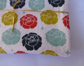 Receiving Blanket - Stamped Rose Cream - Large lined organic cotton blanket