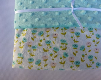 Minky lined cotton baby blanket Large Minky Blanket Primrose Cotton Wildflower
