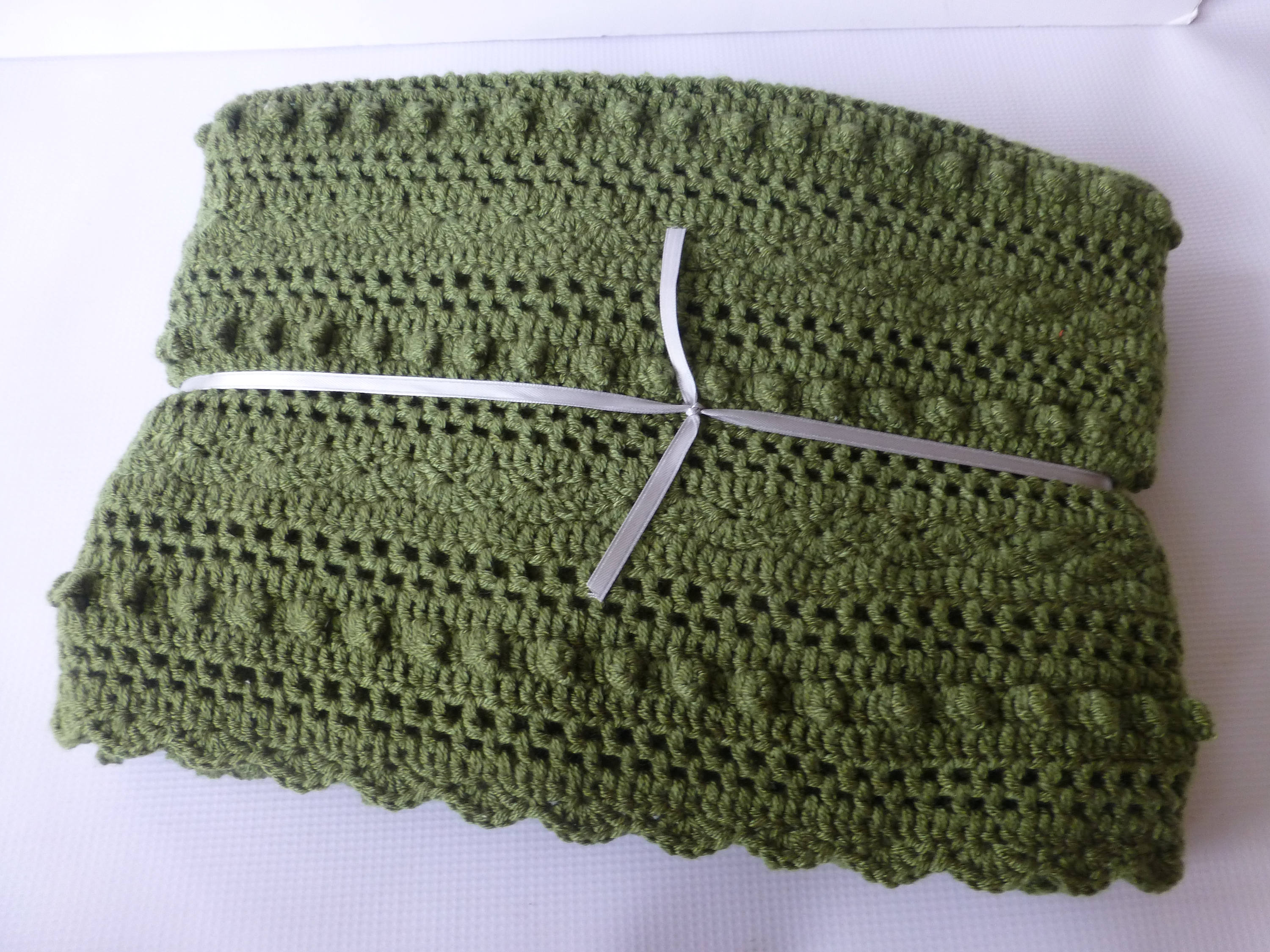 Lacy Olive Green Baby Blanket Hand Crocheted Baby Blanket Etsy
