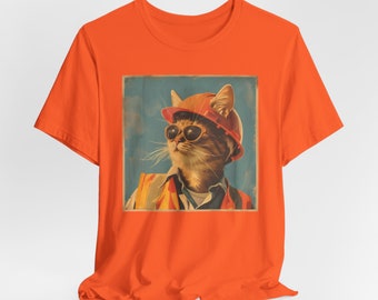 Construction Cat Tee, General Contractor Cat Shirt, Gift for Forman, Construction Worker Cat Tee, gift under 30