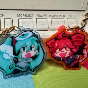 Vocaloid/Utauloid 2in Acrylic Keychain // Angel Miku & Devil Teto