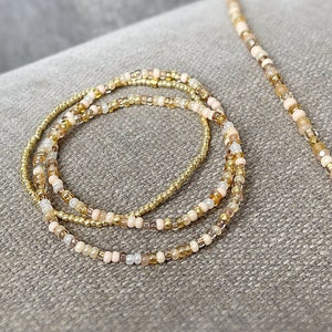 Conjunto de pulseras individuales de cuentas Pebble Beach - Pulseras elásticas - Pulseras de cuentas pequeñas - Apilables - Para combinar en capas - Pulsera de cuentas pequeñas