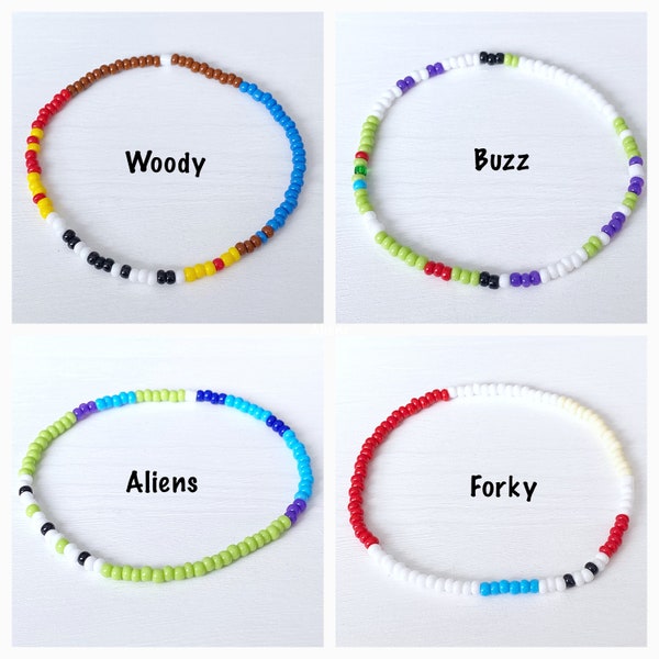 Toy Story Individual Beaded Bracelet Set - Stretch Bracelets - Tiny Bead Bracelets - Stackable - Layer - Small Bead Bracelet