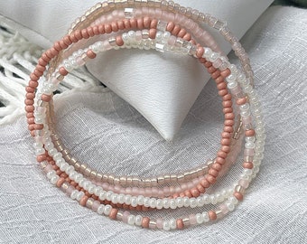 Blush In Love Beaded Bracelet Set | Stretch Bracelets | Tiny Bead Bracelets | Stackable | Layer | Small Bead Bracelet