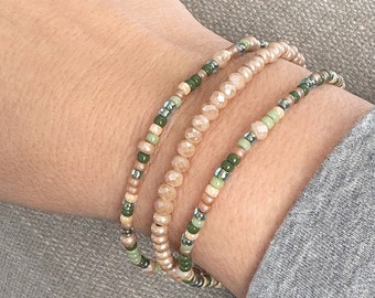 Palm Desert Beaded Bracelet Set | Stretch Bracelets | Tiny Bead Bracelets | Stackable | Layer | Small Bead Bracelet