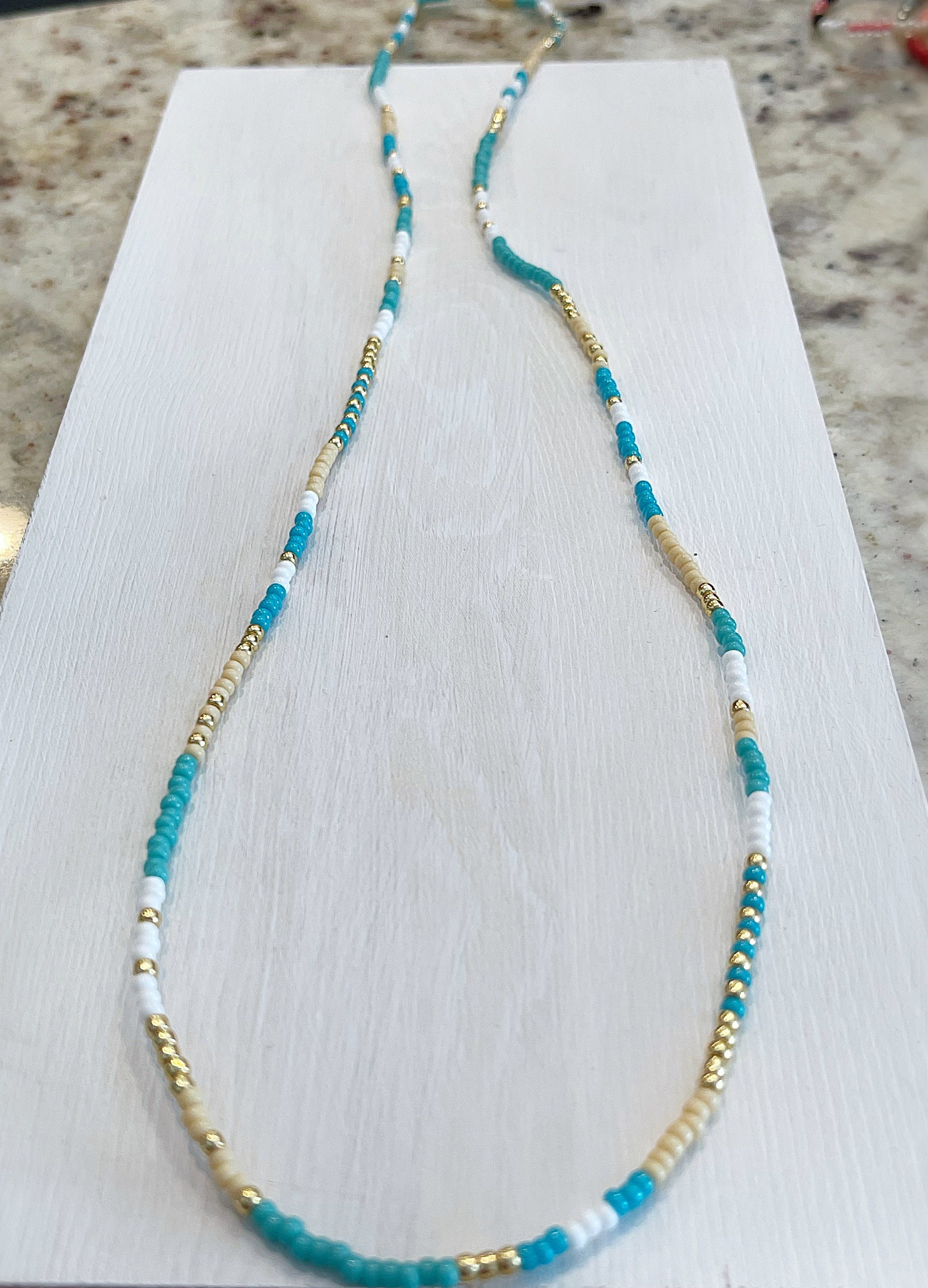 At The Beach Beaded Long Stretch Necklace No Clasp | Etsy