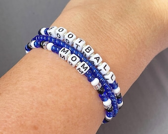 Sports Beaded Bracelet Set | Stretch Bracelets | Tiny Bead Bracelets | Stackable | Layer | Personalized Bracelet | Custom | Soccer Mom