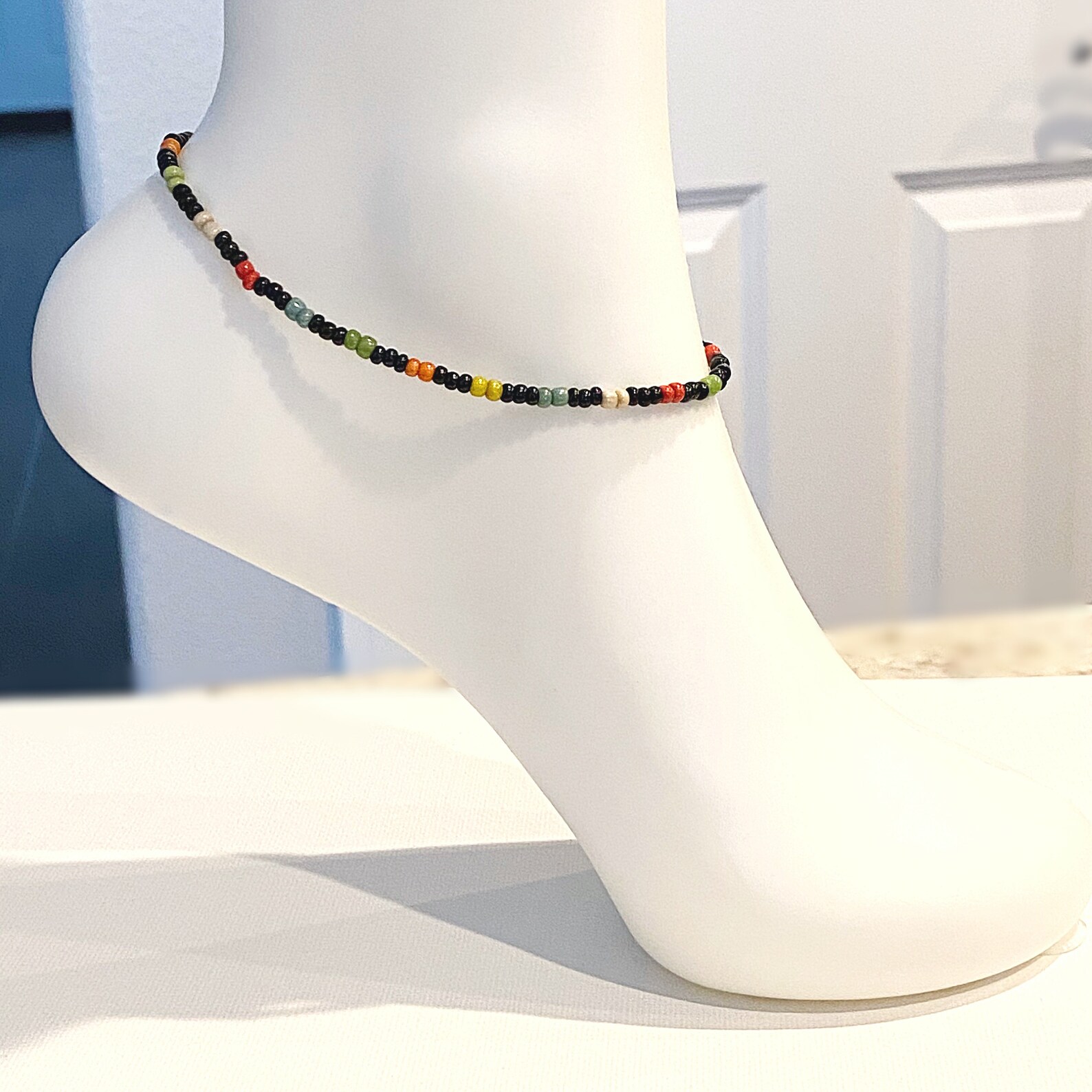 Multi Color Beaded Anklet Stackable Dainty Anklet Etsy