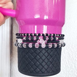 Black and Silver Bracelet Stack For Stanley Tumbler | Tumbler Bracelets | Tumbler Accessory | Tumbler Boot Topper