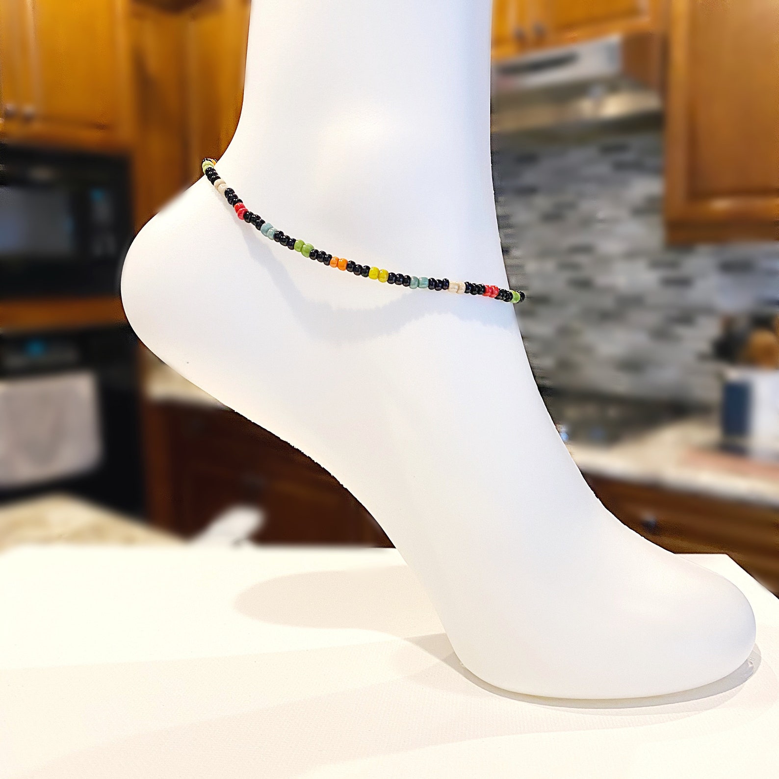 Multi Color Beaded Anklet Stackable Dainty Anklet Etsy