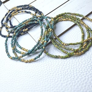 Turquoise Picasso Beaded Bracelet Set Stretch Bracelets Tiny Bead Bracelets Stackable Layer Small Bead Bracelet image 10