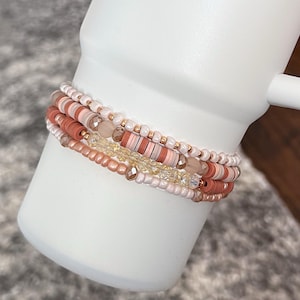 Stapel armband rozenklei voor Stanley Tumbler | Bekerarmbanden | Bekeraccessoire | Boottopper beker