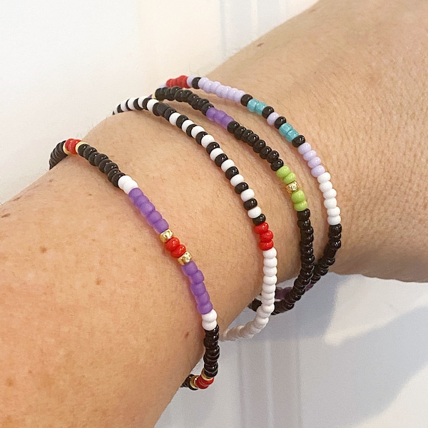 The Disney Villains Individual Beaded Bracelet Set - Stretch Bracelets - Tiny Bead Bracelets - Stackable - Layer - Small Bead Bracelet