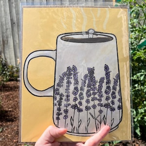 Cuppa Joe | Fairy print, coffee print, cozy print, goblincore print, cottagecore print, kitchen print, cafe, bug, pixie, cute print