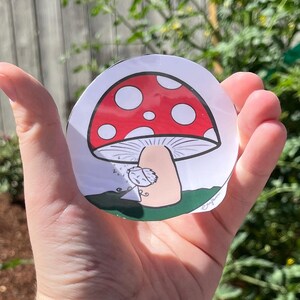 Sleepy Shroom | Hand-drawn vinyl sticker, Pixie sticker, fairy sticker, waterproof sticker, weird sticker, mushroom sticker, sleepy